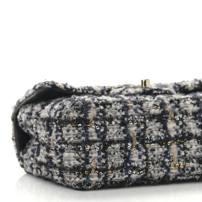 Chanel Glittered Tweed Quilted Mini Rectangular Flap Navy Blue 8 of 9