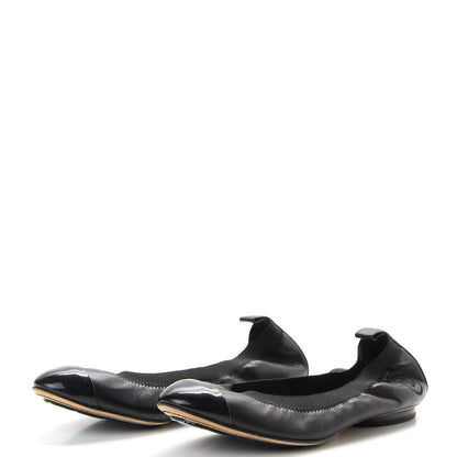 Chanel Lambskin Patent CC Elastic Cap Toe Ballerina Flats 36 Black 3 of 9