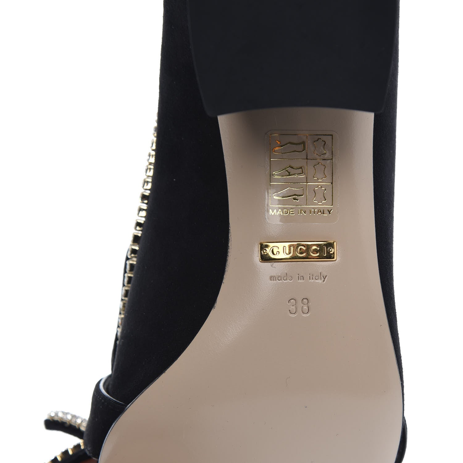 Gucci Kid Scamosciato Crystal GG Marmont Fringe 50mm Loafer Pumps 38 Black 7 of 8