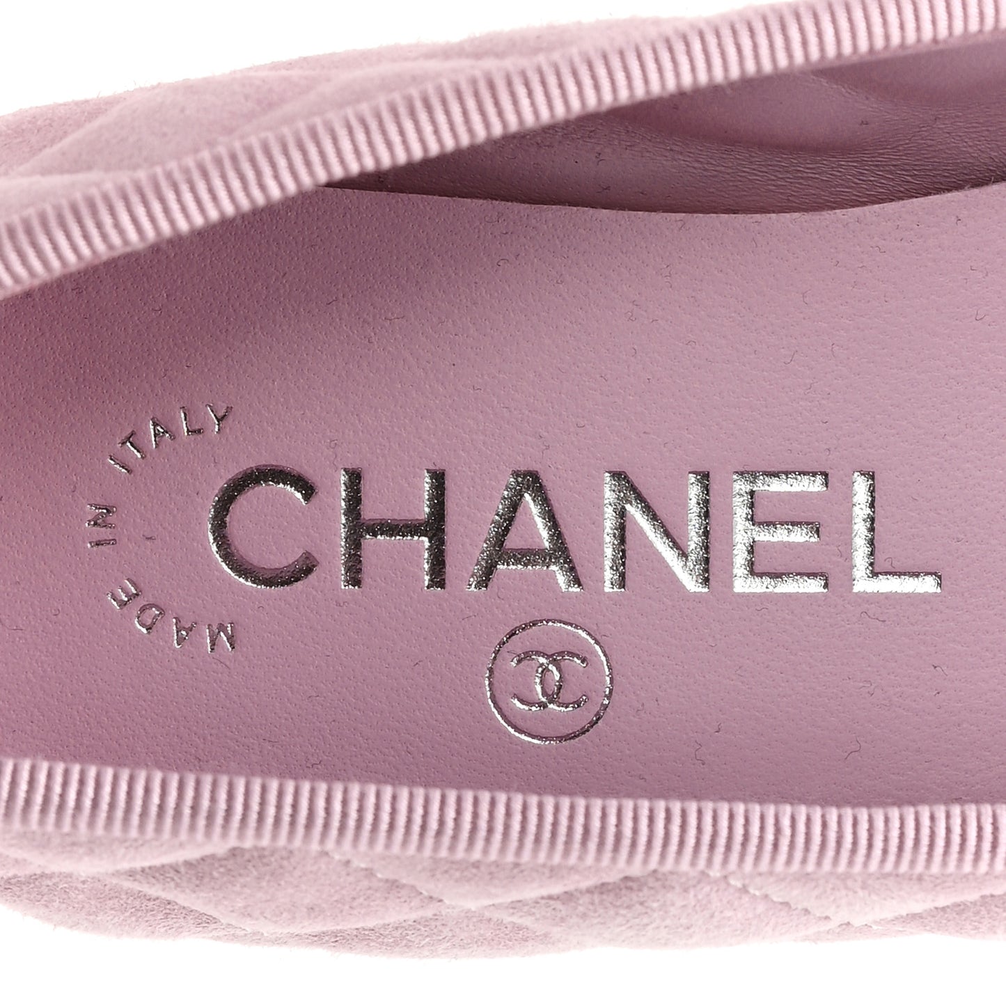 Suede Quilted Cap Toe CC Ballerina Flats 36 Light Pink