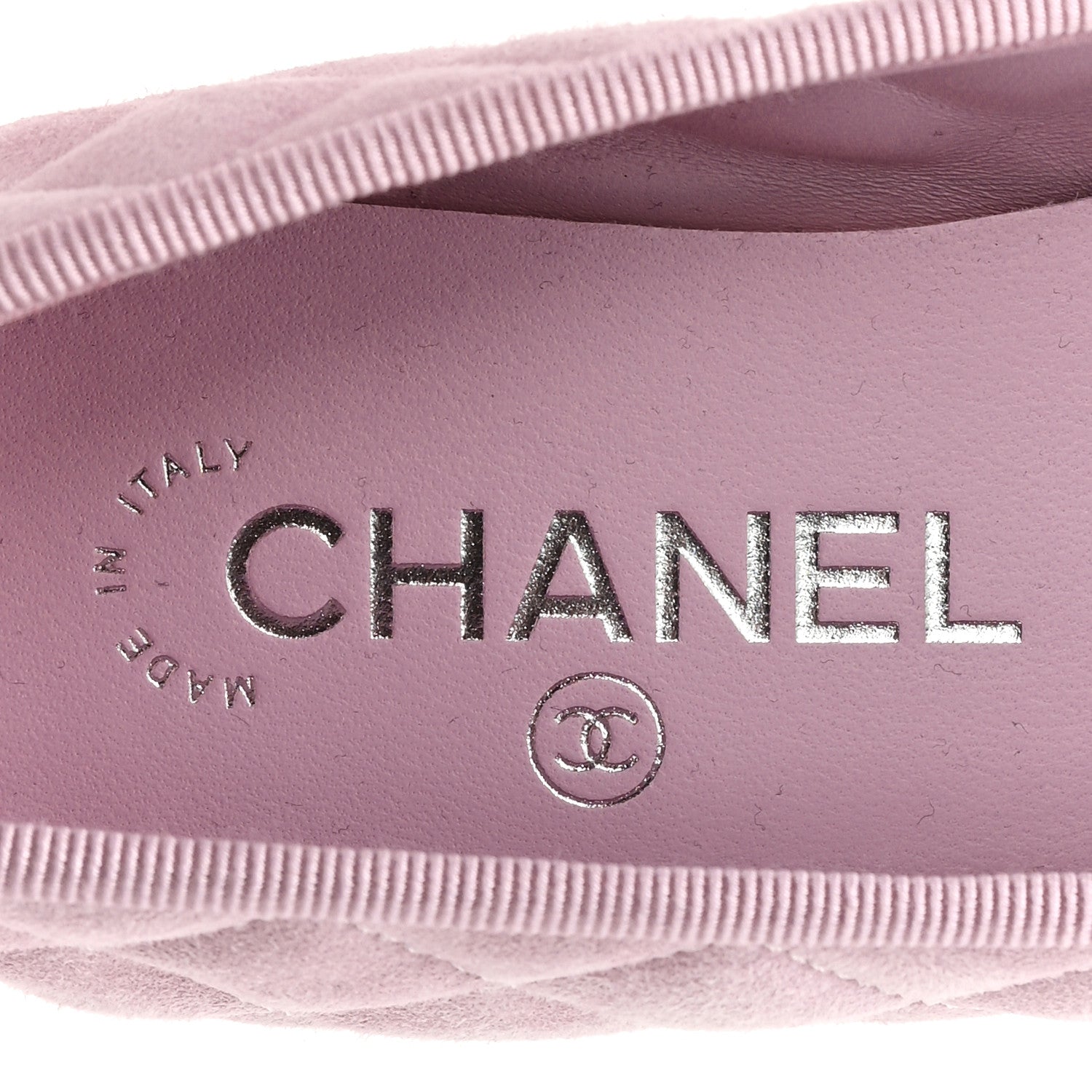 Chanel Suede Quilted Cap Toe CC Ballerina Flats 36 Light Pink 8 of 9