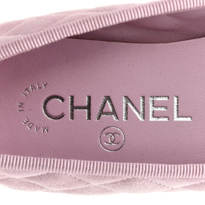 Chanel Suede Quilted Cap Toe CC Ballerina Flats 36 Light Pink 8 of 9