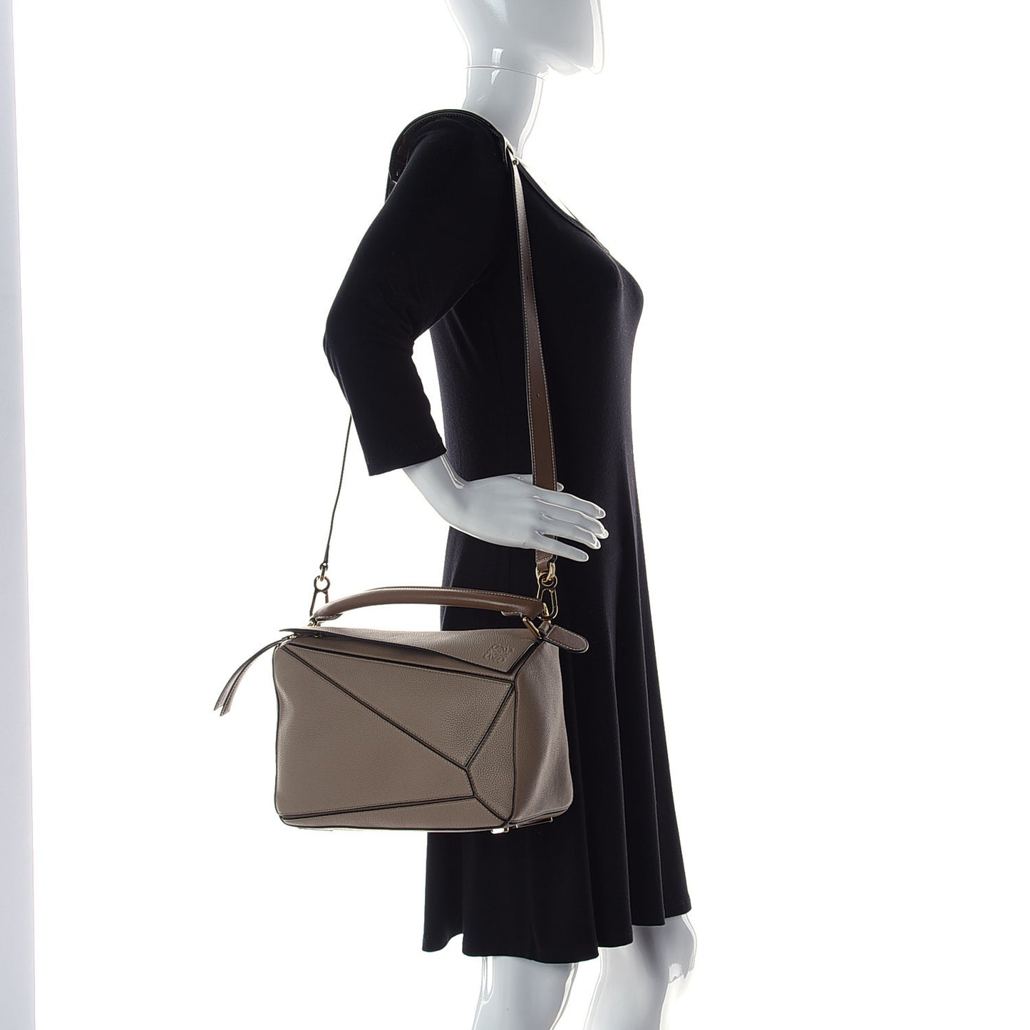 Calfskin Medium Puzzle Bag Sand Mink