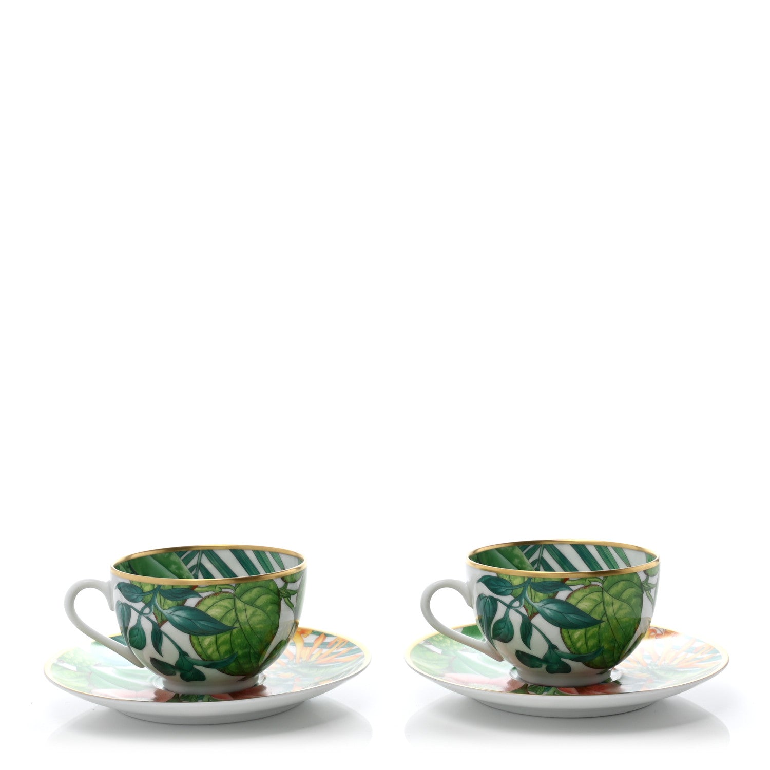 Hermes Porcelain Passifolia Tea Cup And Saucer Set Of 2 1 of 10