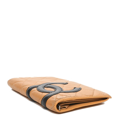 Chanel Calfskin Quilted Cambon Yen Wallet Beige Black 4 of 11