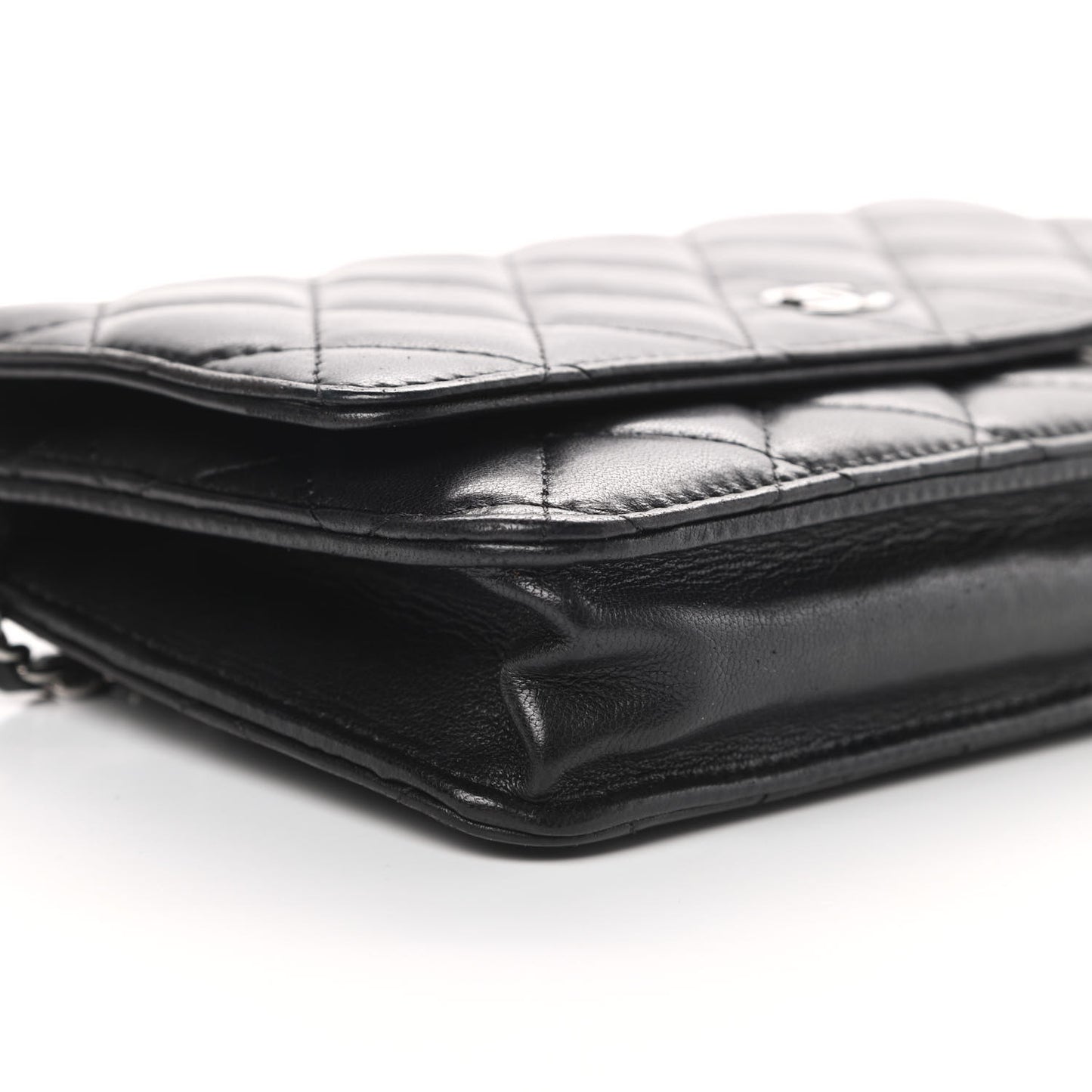 Lambskin Quilted Wallet On Chain WOC Black