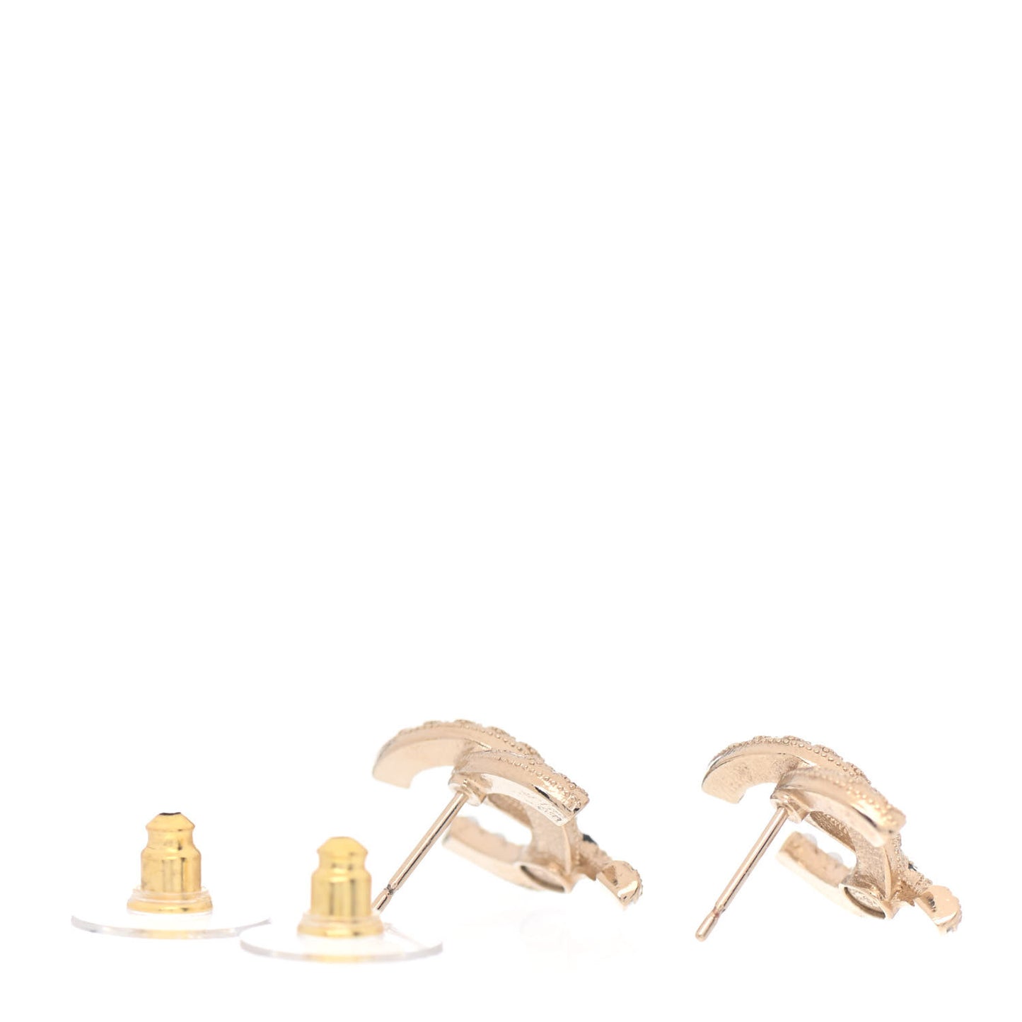 Resin Pearl CC Earrings Gold Black