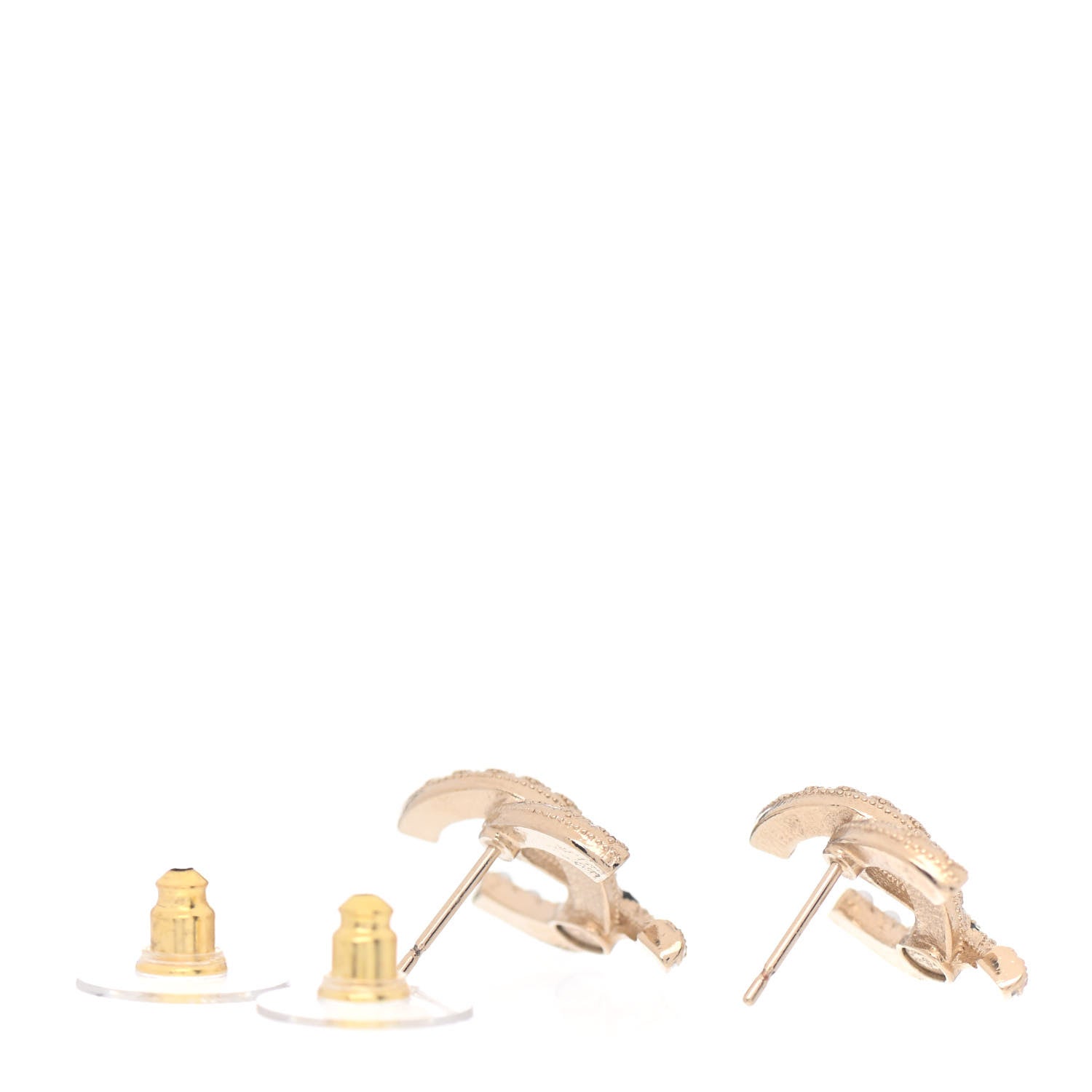 Chanel Resin Pearl CC Earrings Gold Black 3 of 4