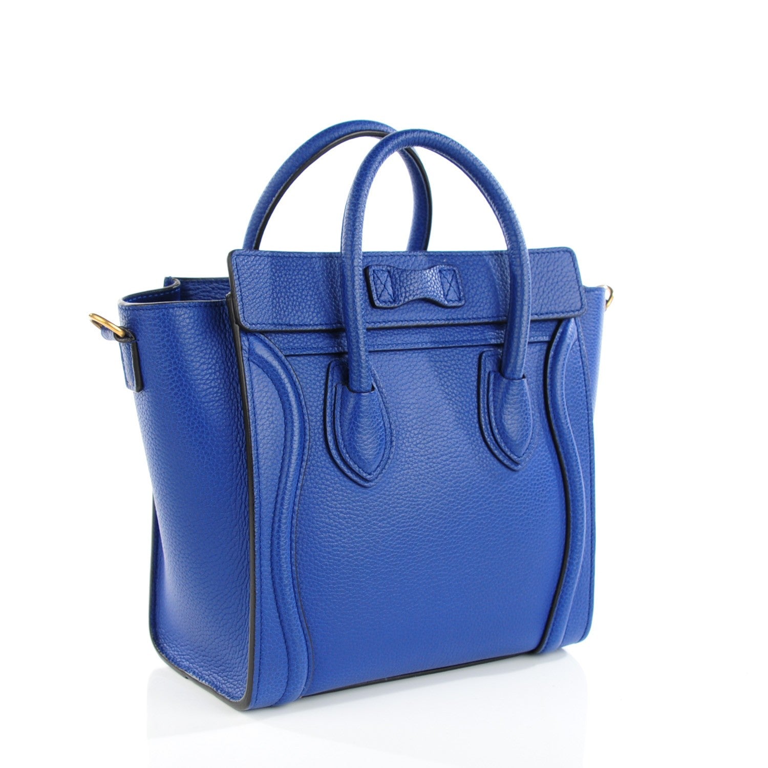 Celine Drummed Calfskin Nano Luggage Indigo 3 of 6