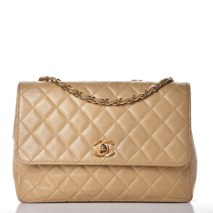 Chanel Lambskin Quilted Medium Single Flap Beige 1 of 12