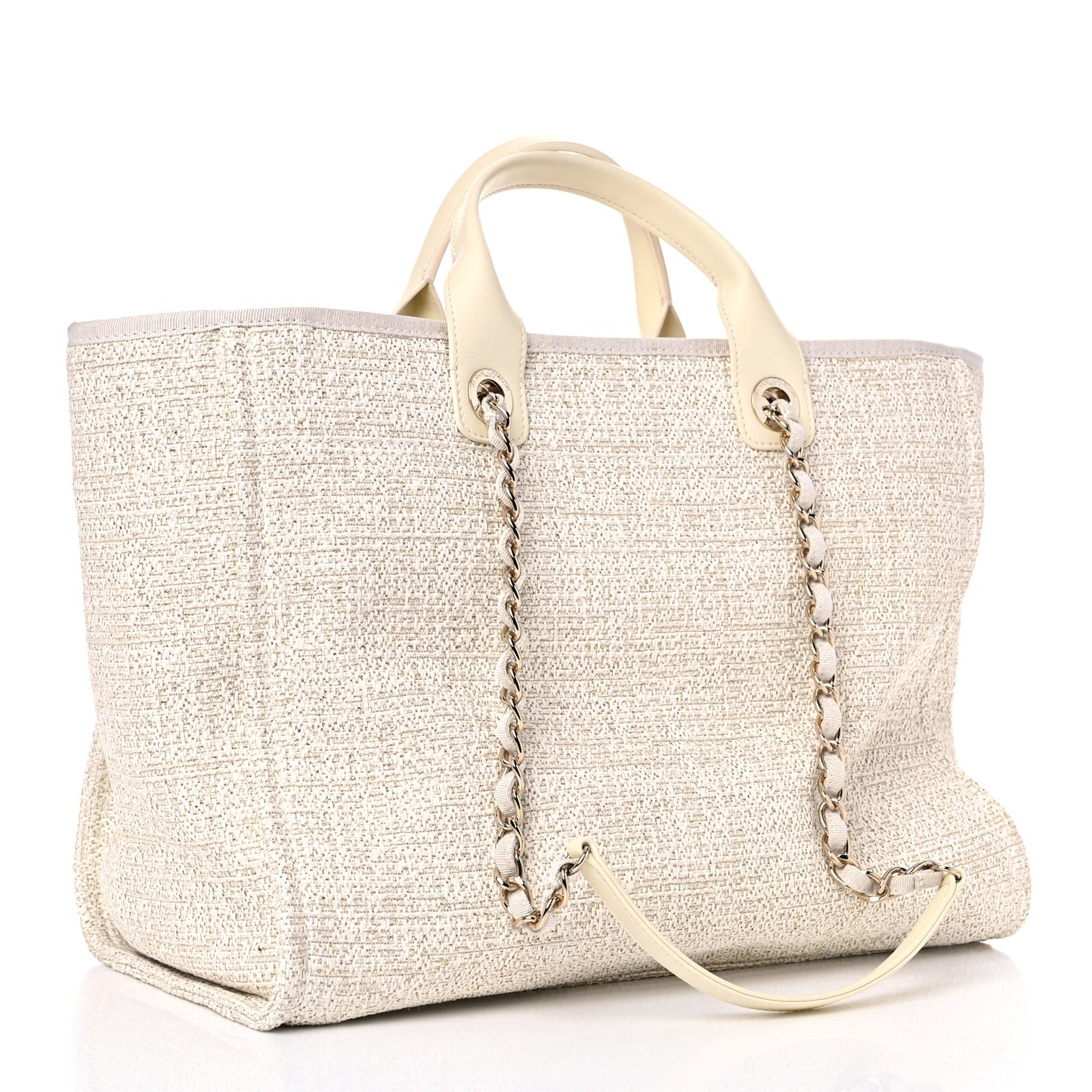 Lurex Boucle Large Deauville Tote White