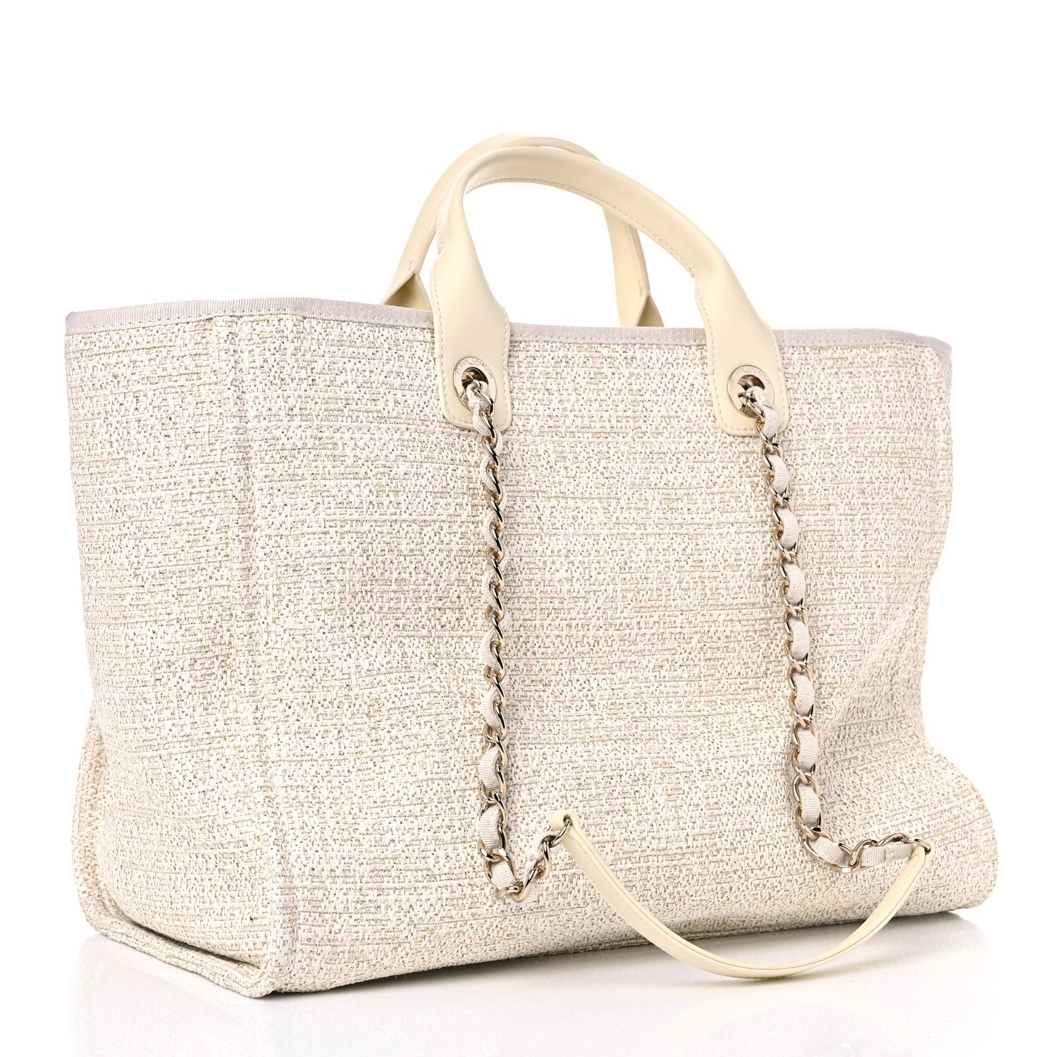 Chanel Lurex Boucle Large Deauville Tote White 2 of 14