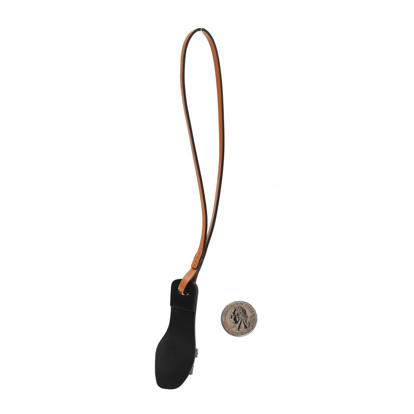 Polished Niloticus Lizard Butler Calfskin Hunter Oran Nano Bag Charm Bleu Petrole Naturel