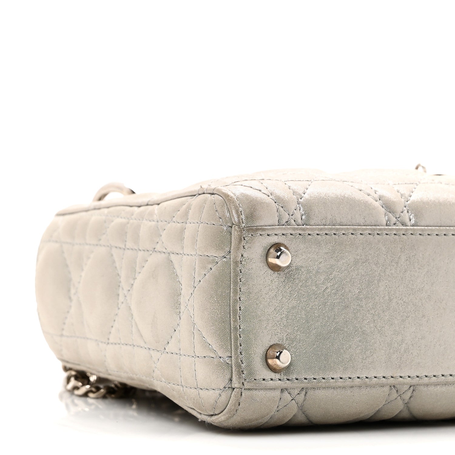 Christian Dior Metallic Lambskin Cannage Mini Lady Dior Silver 9 of 11