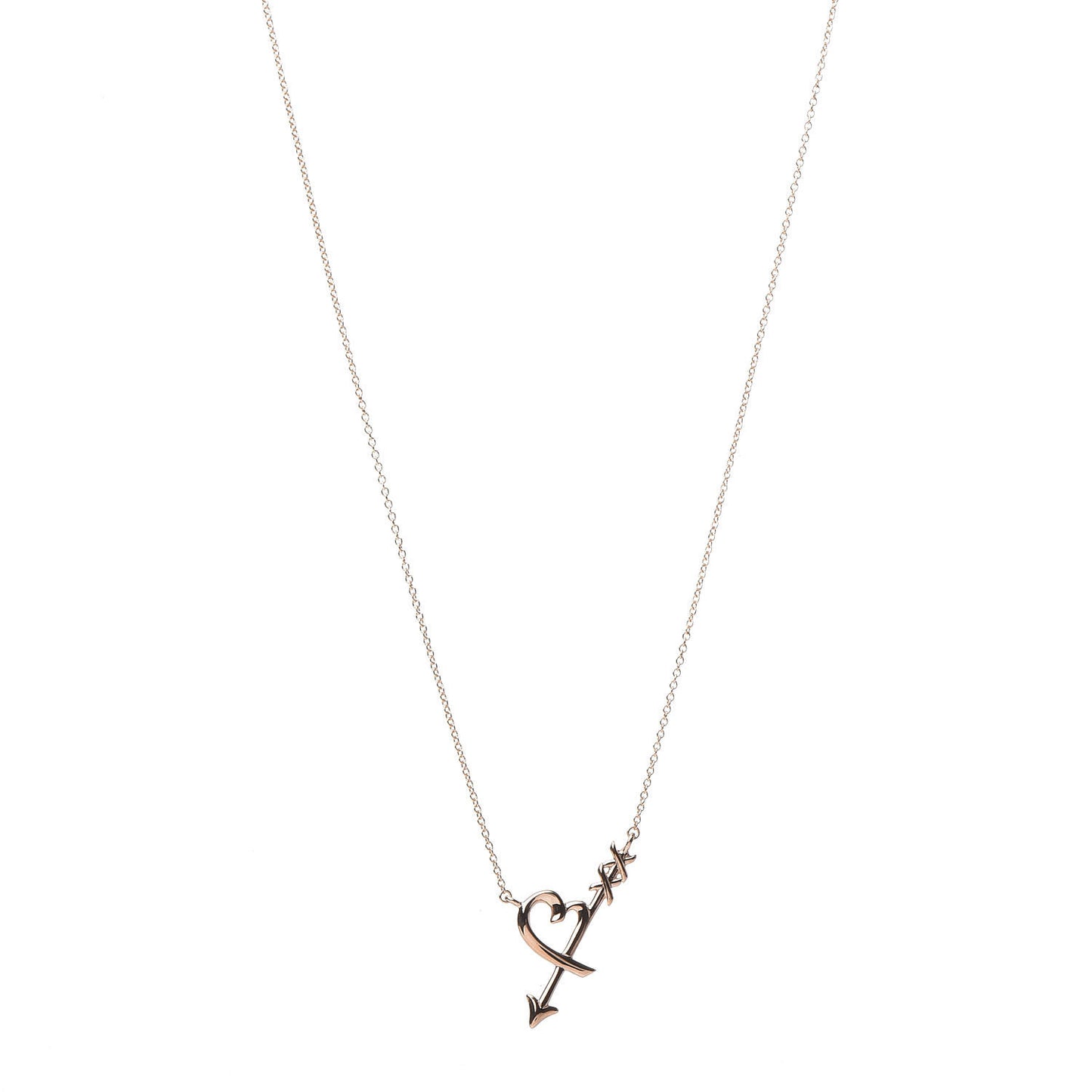 18K Rose Gold Paloma Picasso Heart and Arrow Pendant Necklace