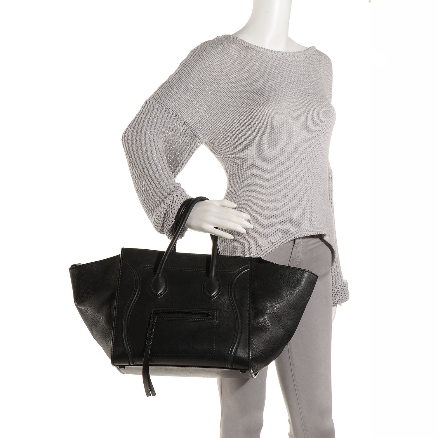 Celine Supple Calfskin Medium Phantom Luggage Black 2 of 10