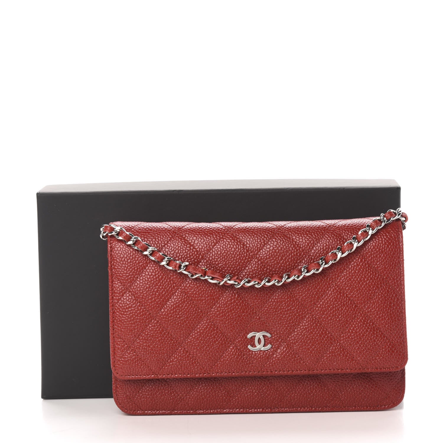 Chanel Caviar Quilted Wallet on Chain WOC Red 12 of 12