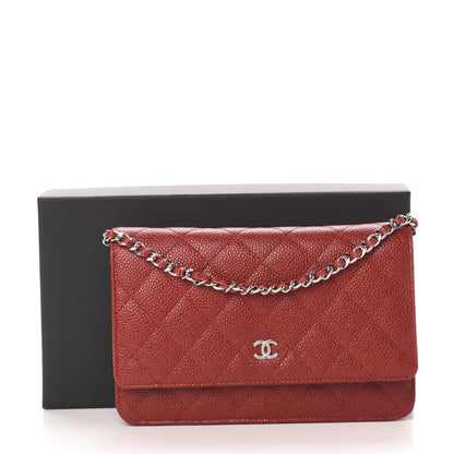 Chanel Caviar Quilted Wallet on Chain WOC Red 12 of 12