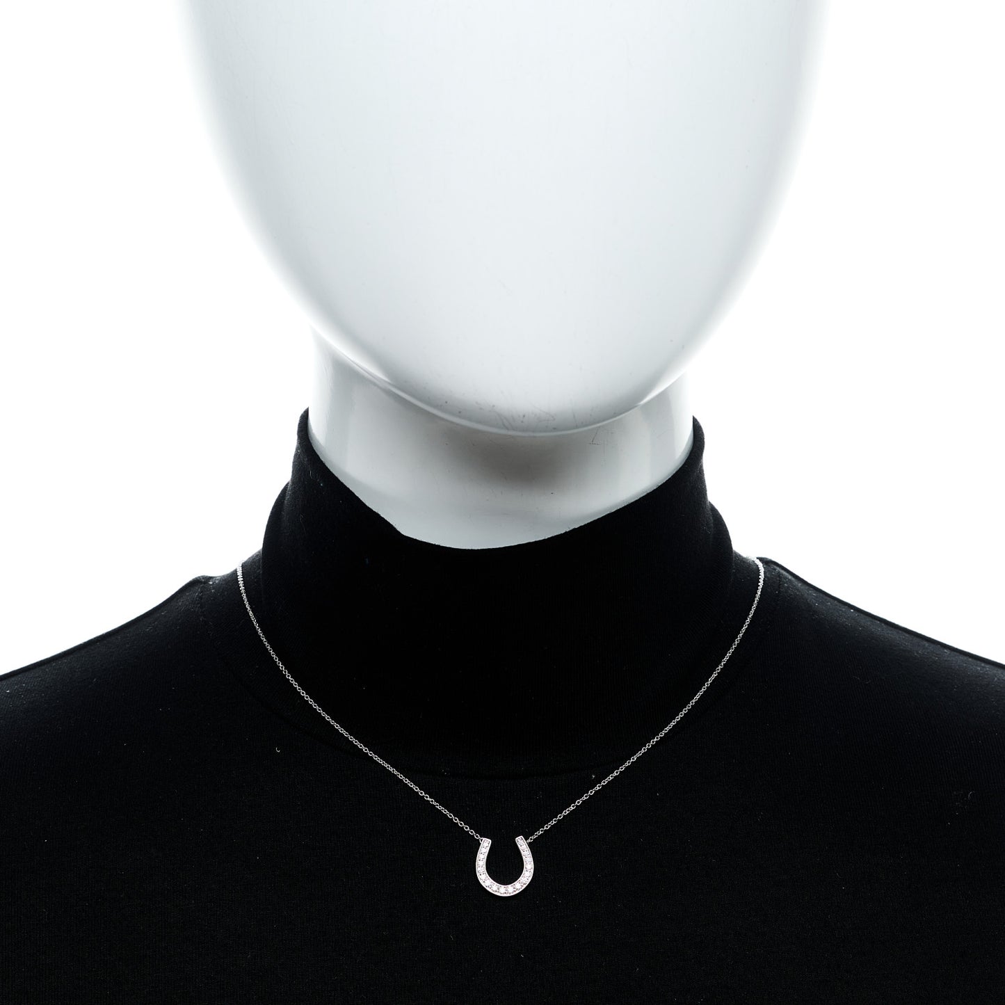 Platinum Diamond Horseshoe Pendant Necklace