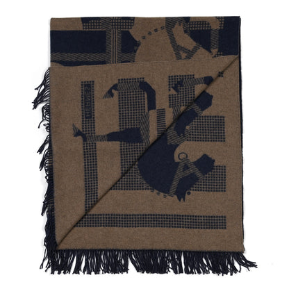 Hermes Cashmere Wool Rocabar Blanket Encre Ficelle 2 of 3