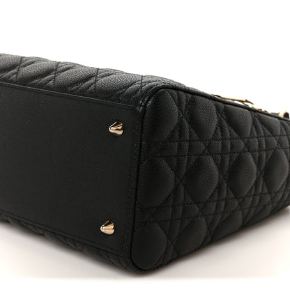 Christian Dior Grained Calfskin Cannage Medium Lady Dior Black 10 of 11