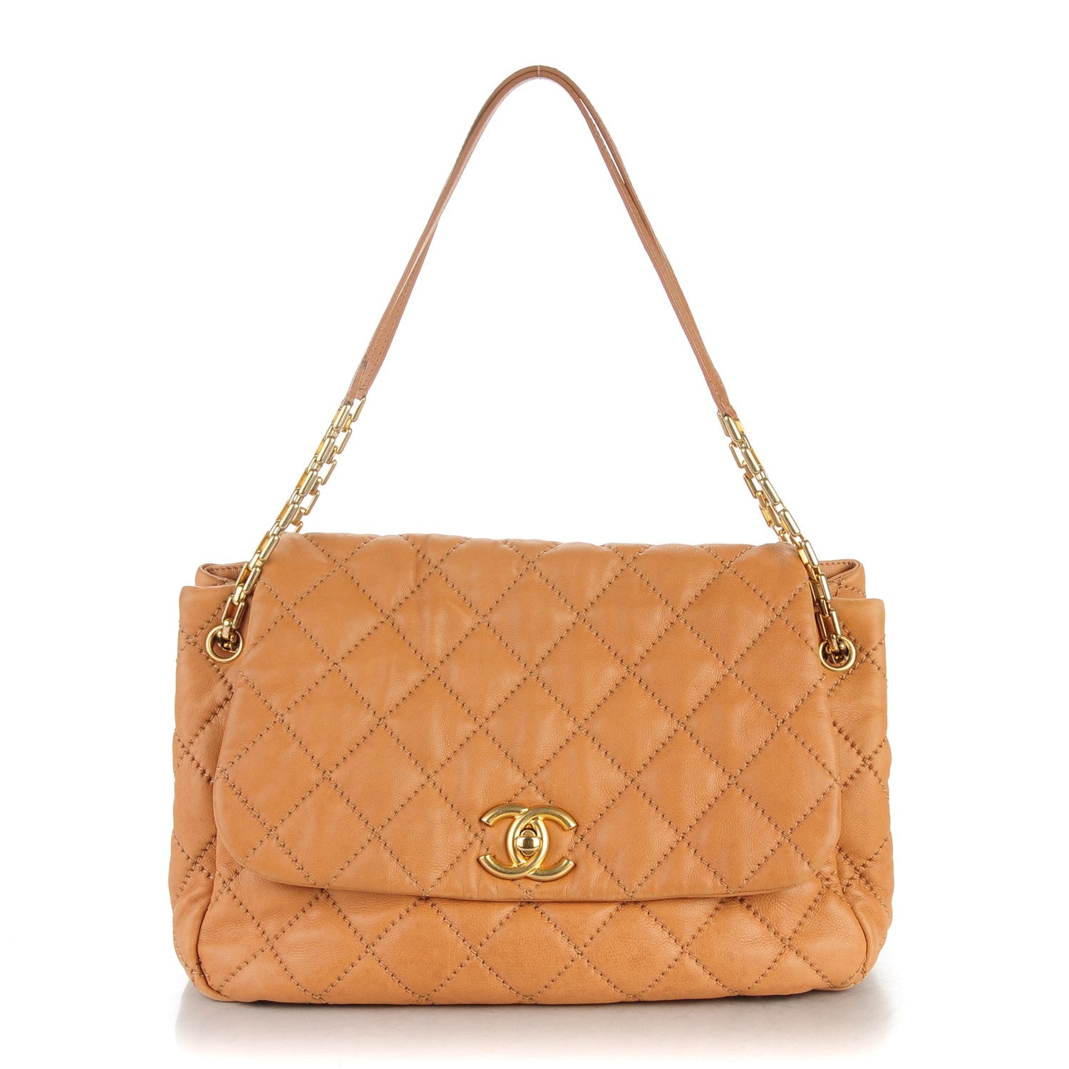 Chanel Calfskin Quilted Jumbo Retro Chain Accordion Flap Dark Beige 1 of 7