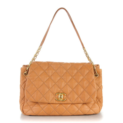 Chanel Calfskin Quilted Jumbo Retro Chain Accordion Flap Dark Beige 1 of 7