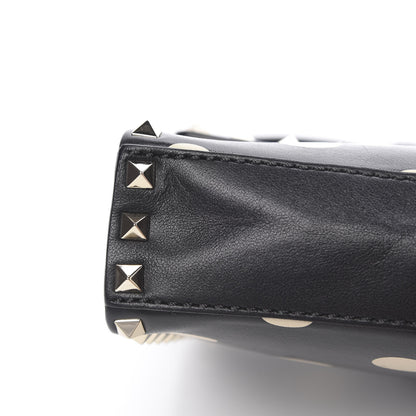 Valentino Garavani Vitello Polka Dot Medium Rockstud Flip Lock Crossbody Bag Black Light Ivory 14 of 14