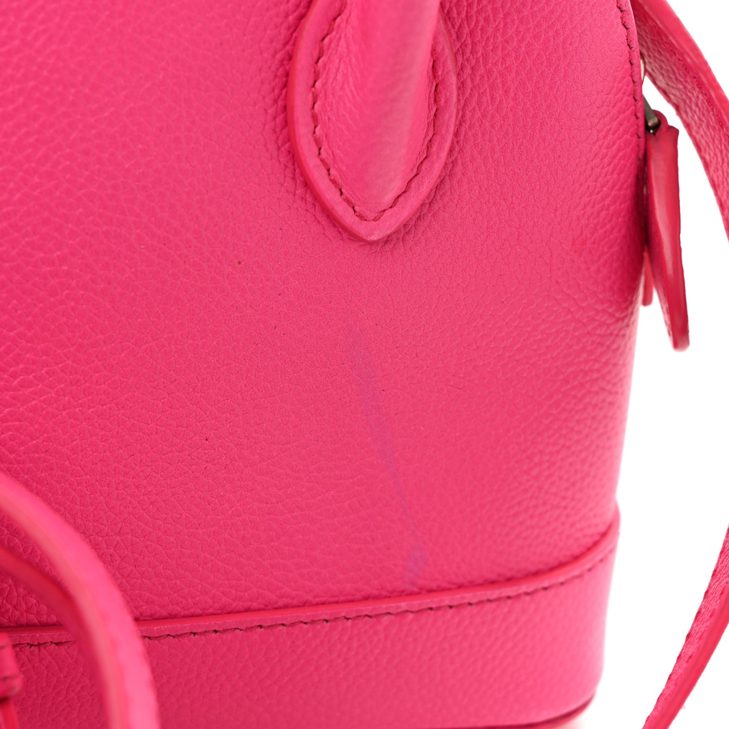 Signature Grained Calfskin Logo XXS Ville Top Handle Bag Fuchsia