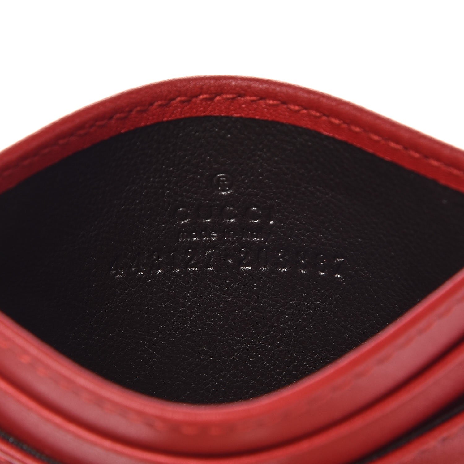 Gucci Calfskin Matelasse GG Marmont Card Holder Hibiscus Red 6 of 7