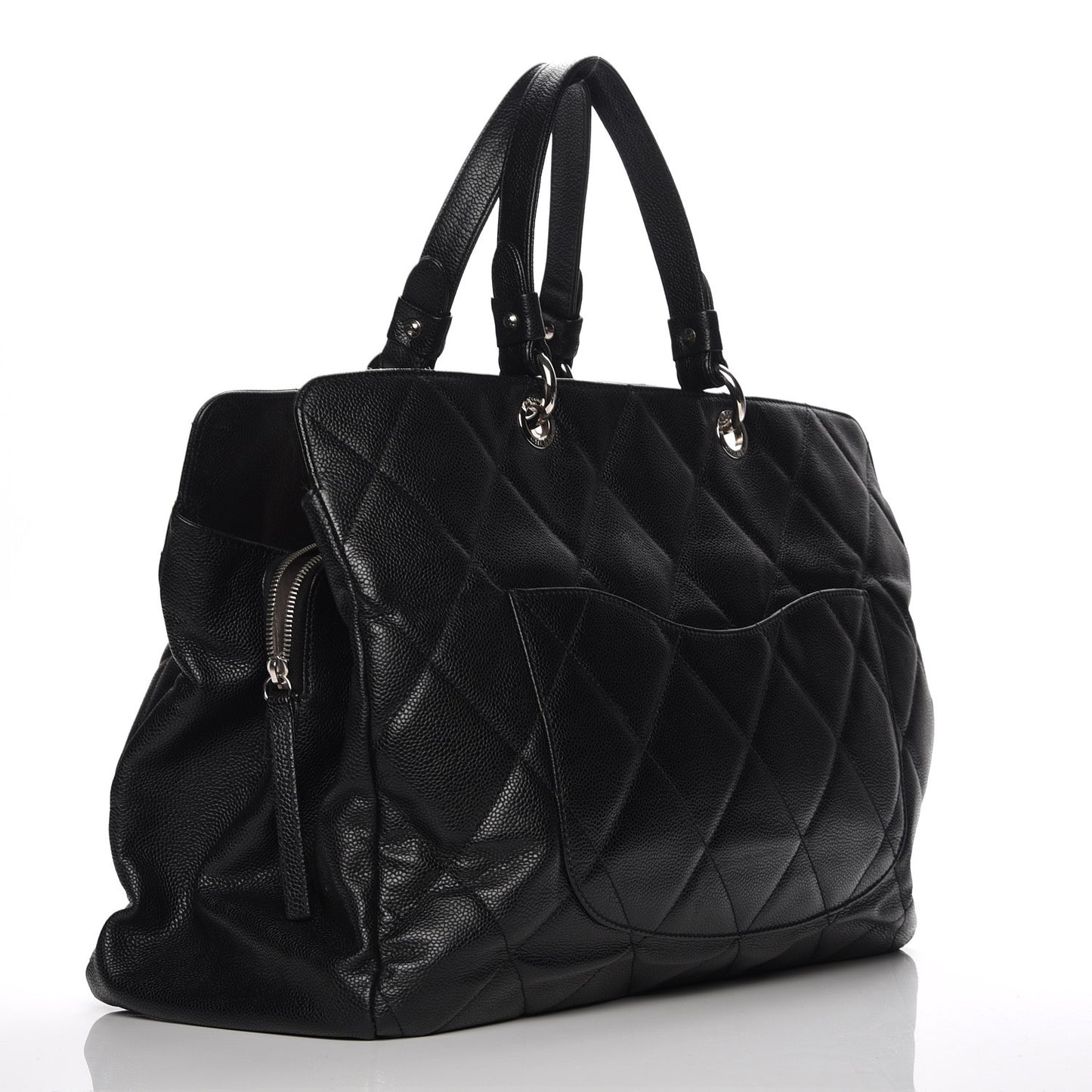 Soft Caviar Quilted Large Timeless Tote Black