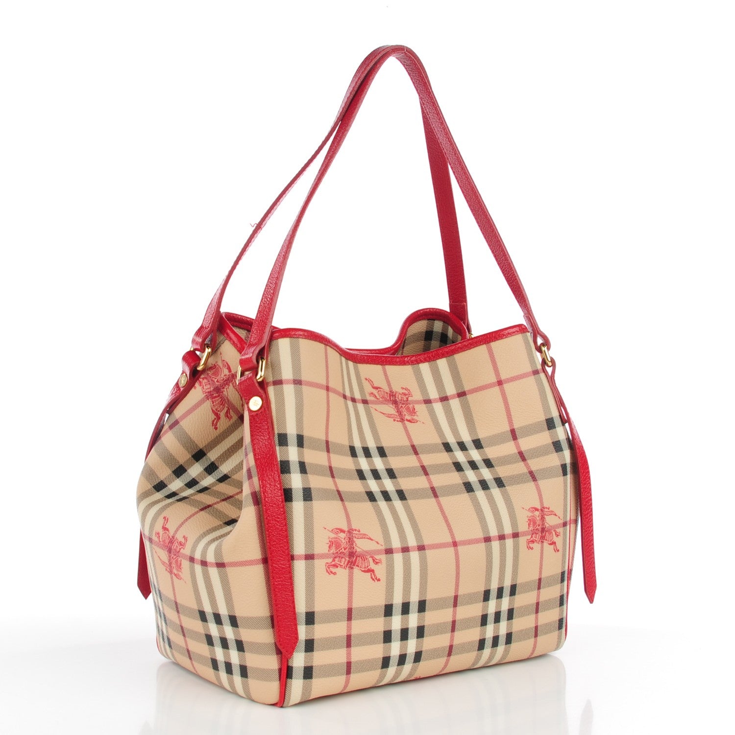 Burberry Haymarket Check Small Canterbury Tote Military Red 3 of 9