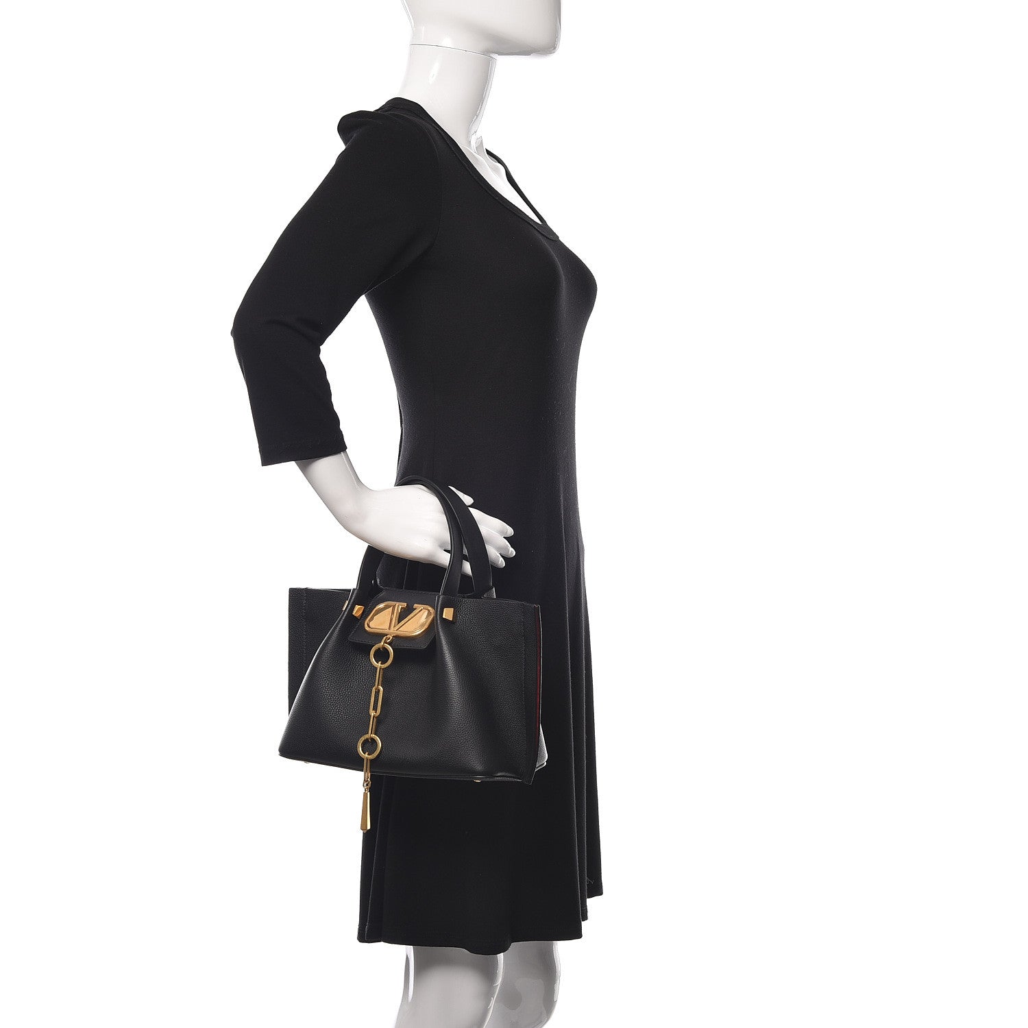 Valentino Garavani Grainy Calfskin Small VLogo Escape Shopper Black 3 of 11