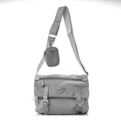 Prada Re-Nylon Vela Saffiano Pocket Double Buckle Messenger Shoulder Bag Fiordaliso 1 of 9
