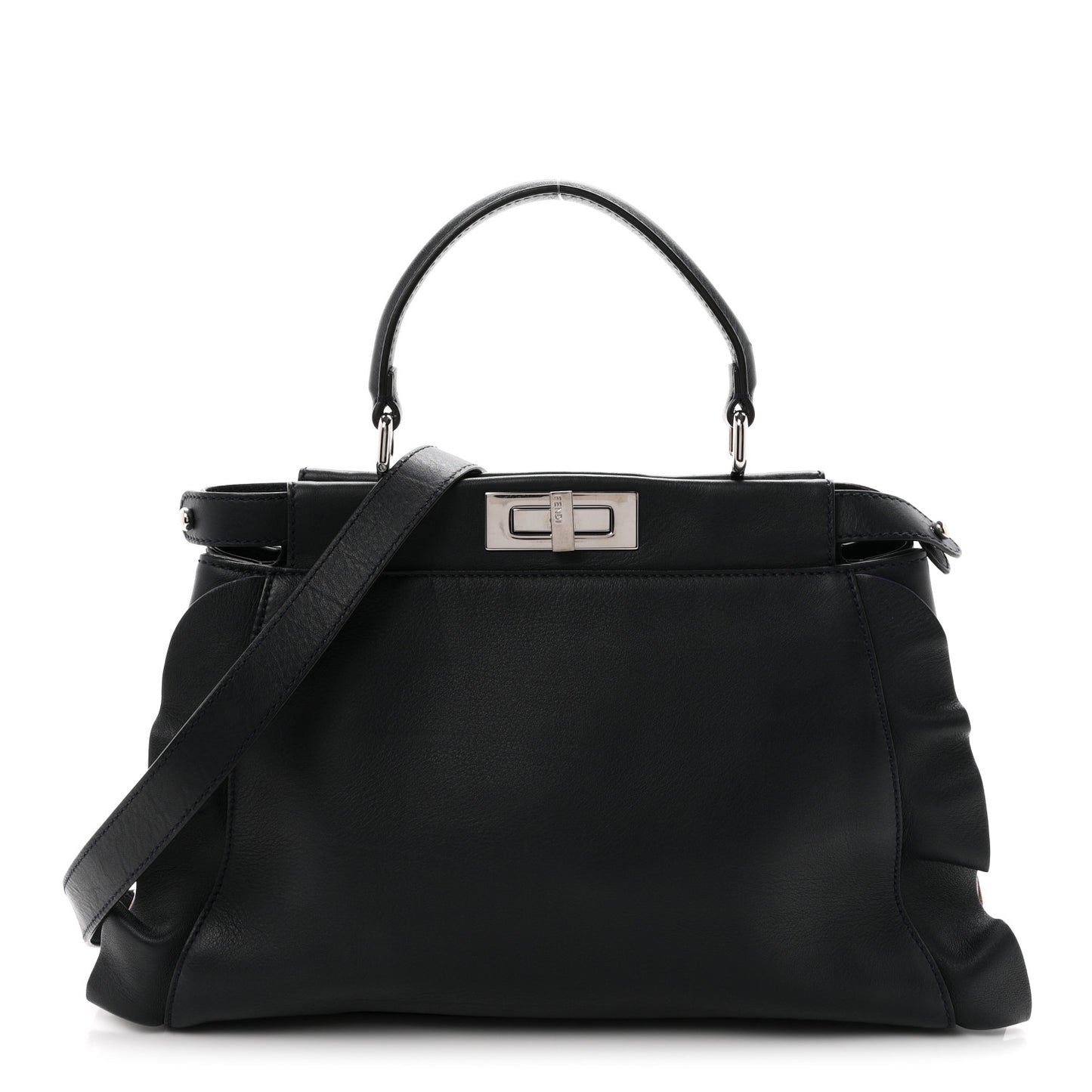 Vitello Seta Waves Bi-Color Medium Peekaboo Iconic Satchel Blue Notte Mostarda