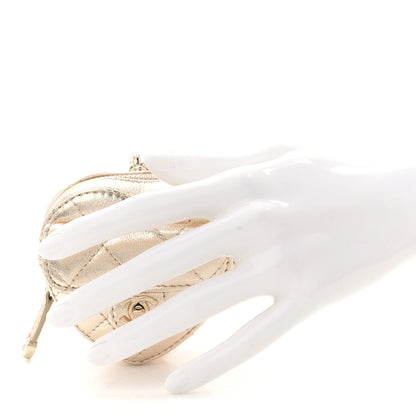 Chanel Metallic Lambskin Quilted CC In Love Mini Heart Bag Charm Gold 2 of 8