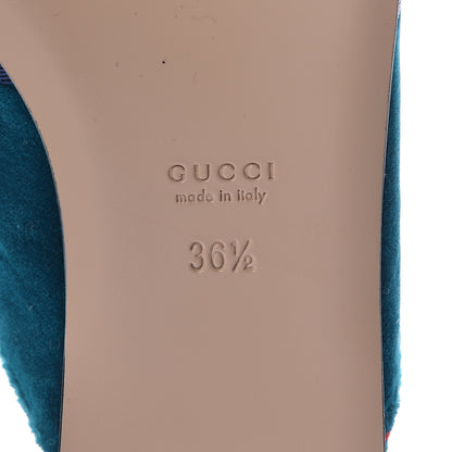 Gucci Softy Velvet Sylvie Bow Slippers 36.5 Pavone 9 of 10