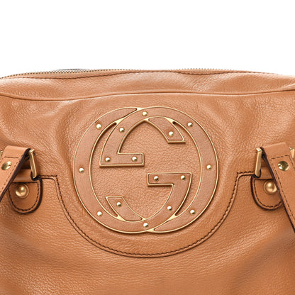 Gucci Pebbled Calfskin Studded Tote Brown 12 of 12