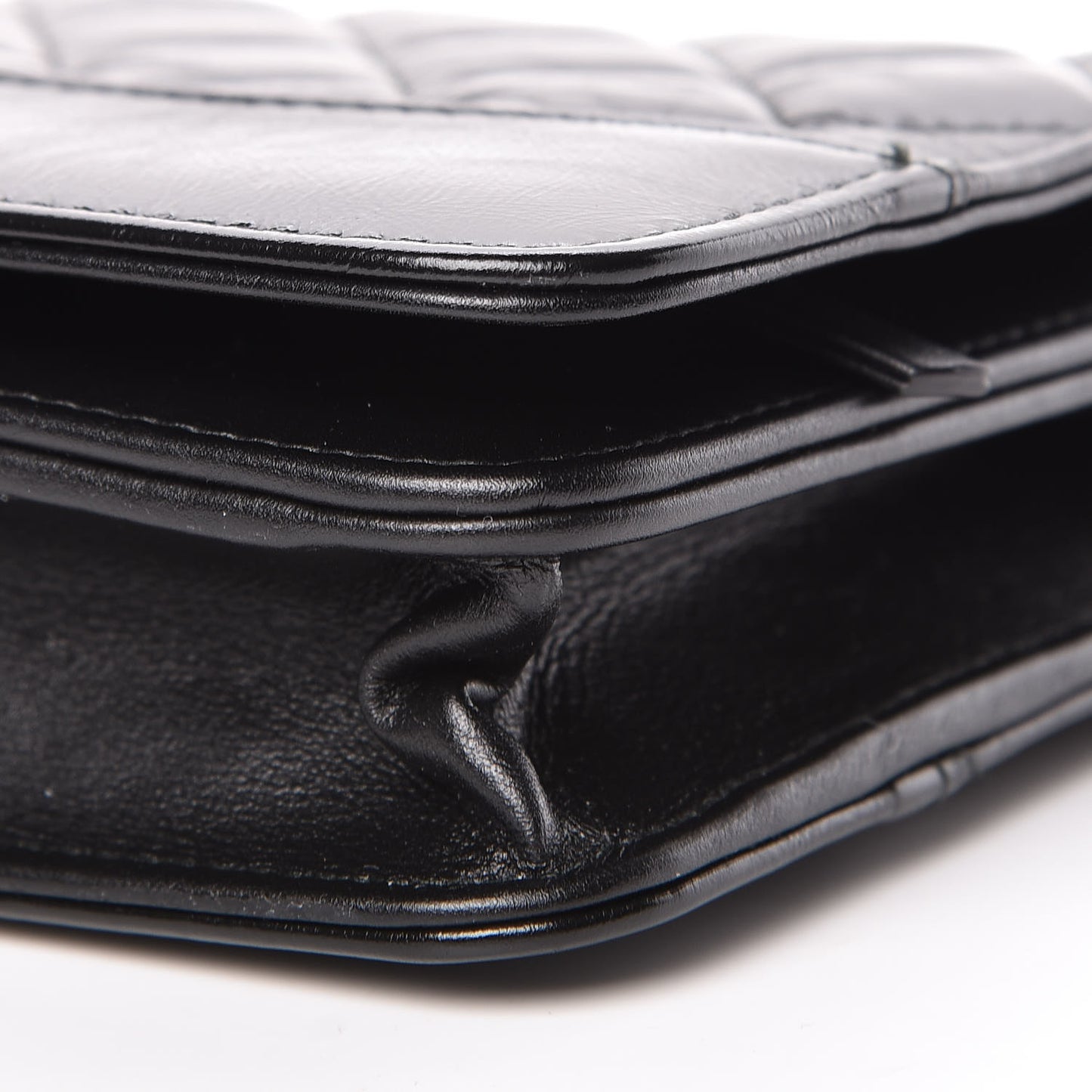 Aged Calfskin Quilted Gabrielle Wallet On Chain WOC Black