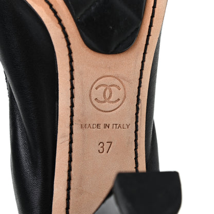 Chanel Lambskin Patent CC Elastic Cap Toe Ballerina Pumps 37 Black 6 of 8