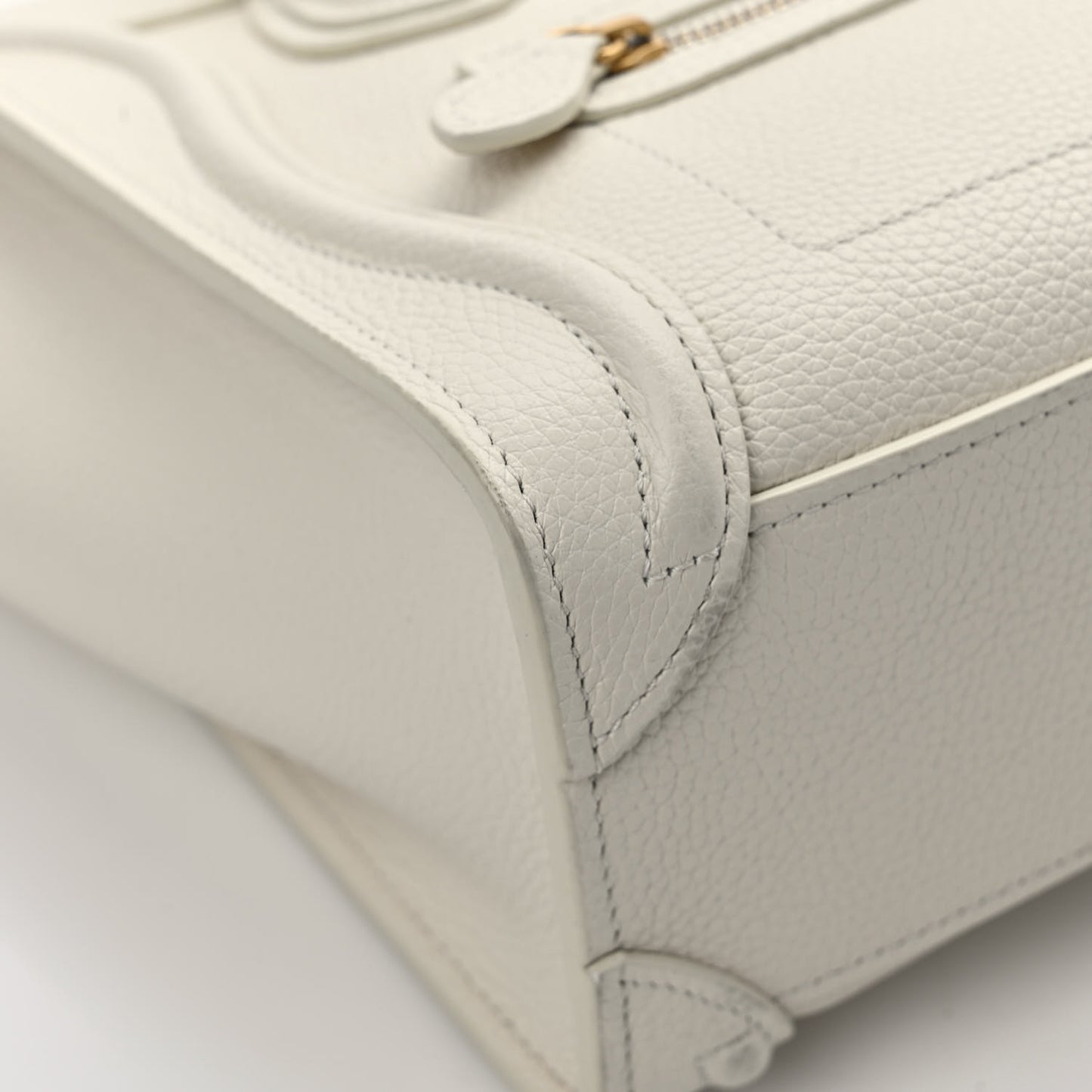 Drummed Calfskin Nano Luggage Chalk
