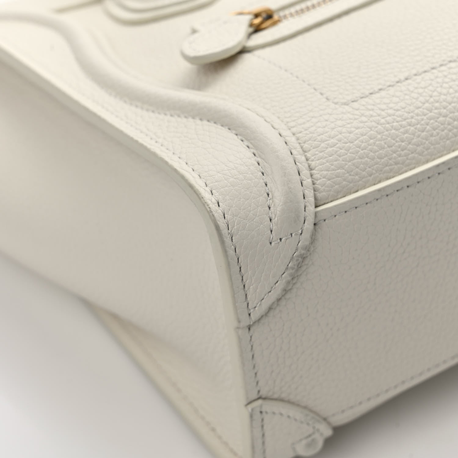 Celine Drummed Calfskin Nano Luggage Chalk 10 of 12