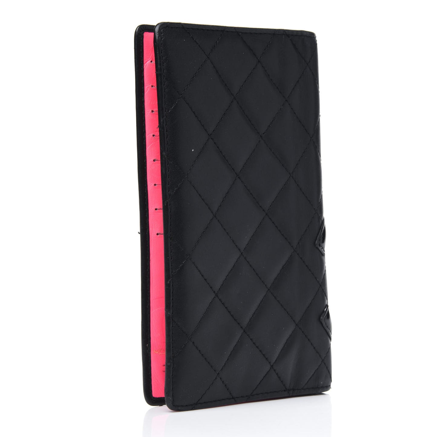 Calfskin Quilted Cambon Yen Wallet Black