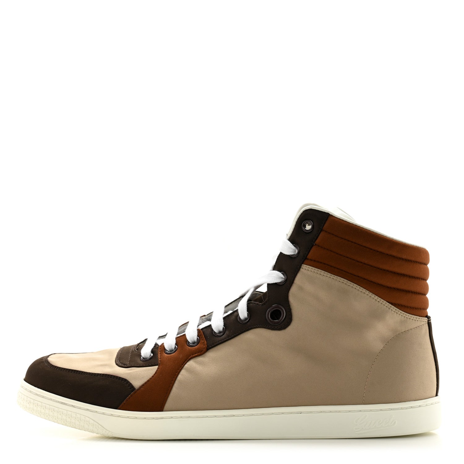 Gucci Poli Satin Mens High Top Sneakers 10 Cocoa 1 of 9