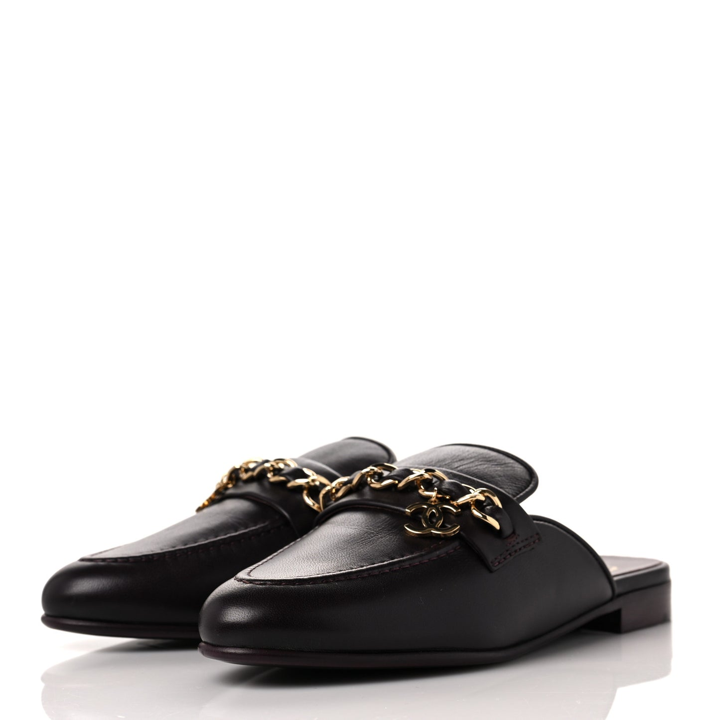 Lambskin Chain CC Mules 37 Bordeaux