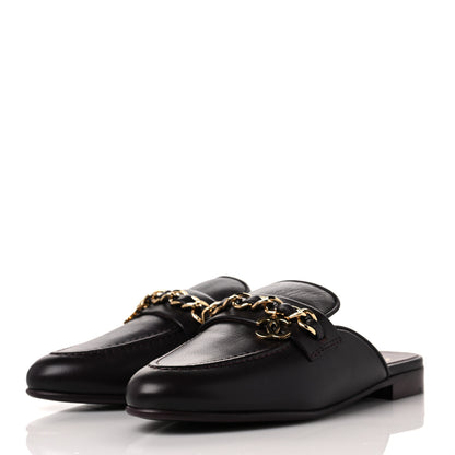 Chanel Lambskin Chain CC Mules 37 Bordeaux 3 of 9