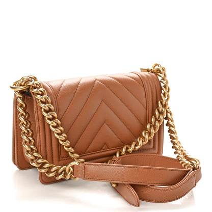 Chanel Caviar Chevron Quilted Small Boy Flap Brown 2 of 10