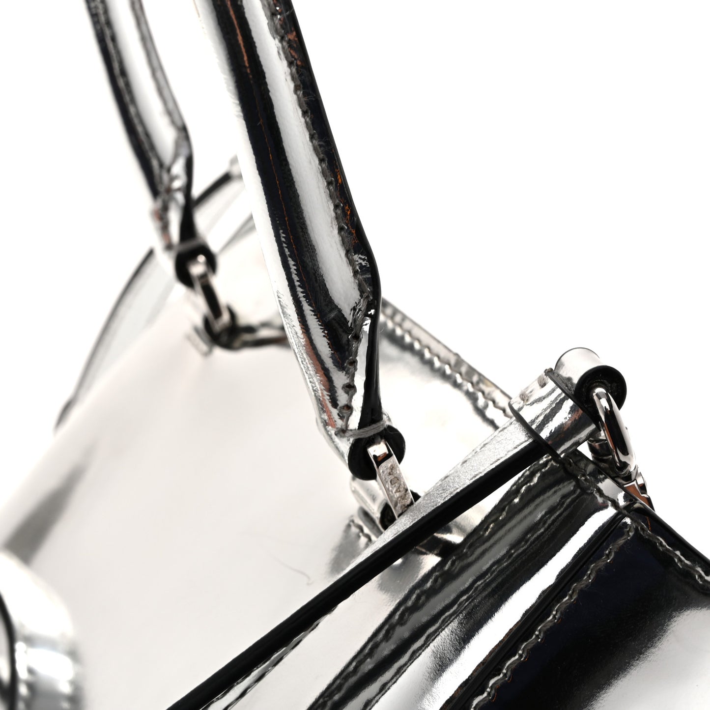 Spazzolato Triangle Small Double Handle Crossbody Tote Argento