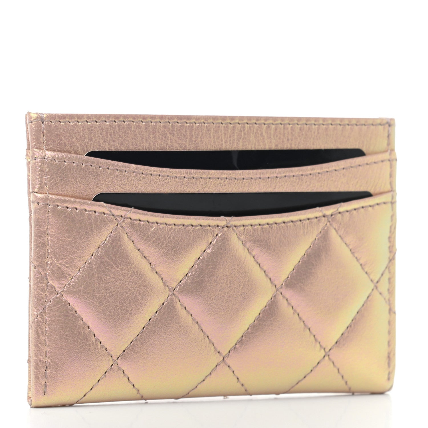 Chanel Iridescent Calfskin Quilted Card Holder Pink 3 of 8