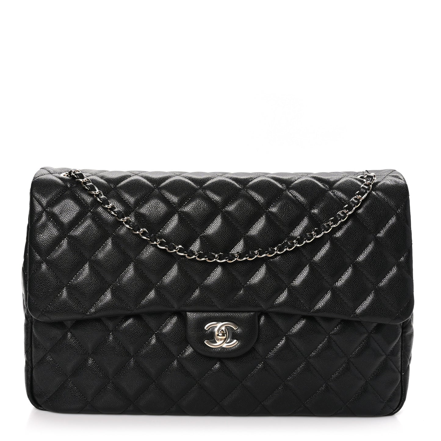 Caviar Quilted XXL Travel Flap Bag Black